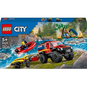 LEGO City: Camion 4x4 si barca de pompieri 60412, 5 ani+, 301 piese