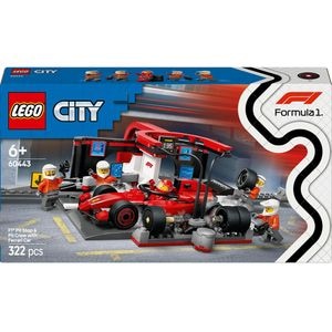 LEGO City: Boxa si mecanici F1 cu masina Ferrari 60443, 6 ani+, 322 piese