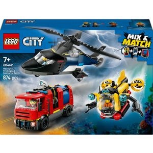 LEGO City: Elicopter autospeciala de pompieri si submarin in versiuni remixate 60462, 7 ani+, 874 piese