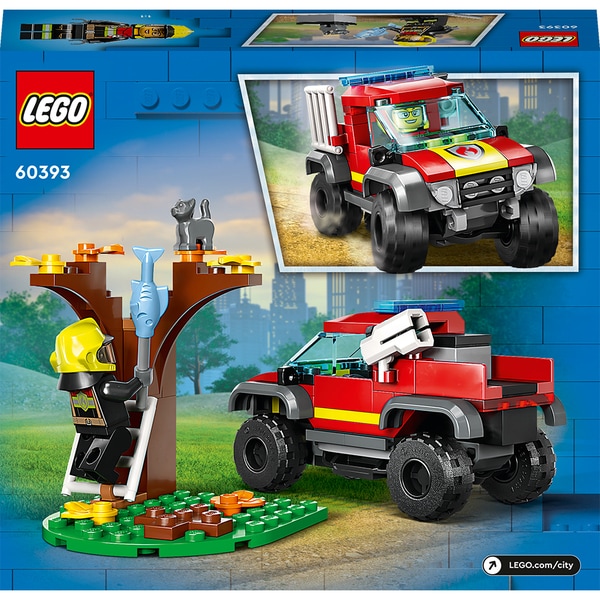 LEGO City: Salvare cu masina de pompieri 4x4 60393, 5 ani+, 97 piese