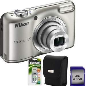 Camera foto digitala NIKON Coolpix L27, 16.1 Mp, 5x, 2.7 inch, silver + geanta + incarcator + card SD 4GB