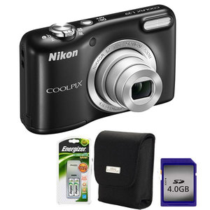 Camera foto digitala NIKON Coolpix L29, 16.1 Mp, 5x, 2.7 inch, negru + geanta + incarcator + card SD 4GB