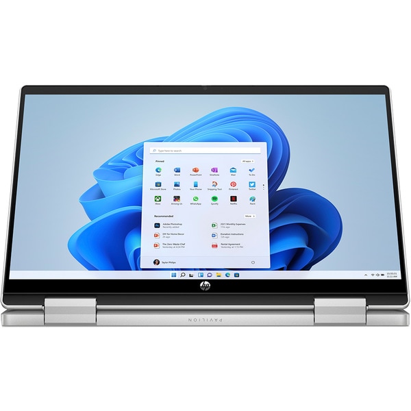 Laptop 2 in 1 HP Pavilion x360 14-ek0006nn, Intel Core i5-1235U pana la 4.4 GHz, 14" Full HD Touch, 16GB, SSD 512 GB, Intel Iris Xe, Windows 11 Home, argintiu
