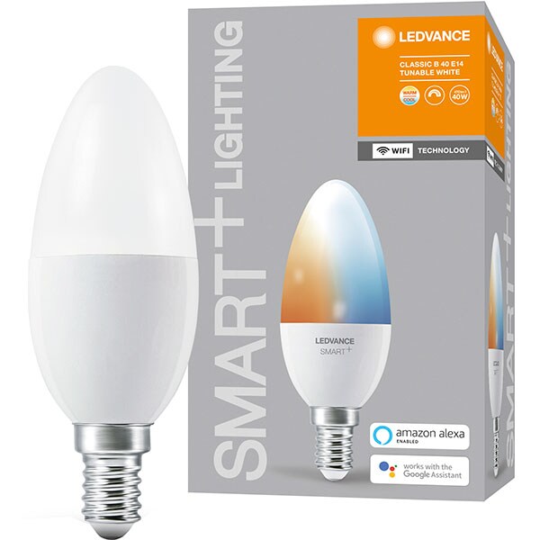 Bec LED Smart LEDVANCE Candle 40, E14, 5W, 470lm, Wi-Fi, lumina variabila