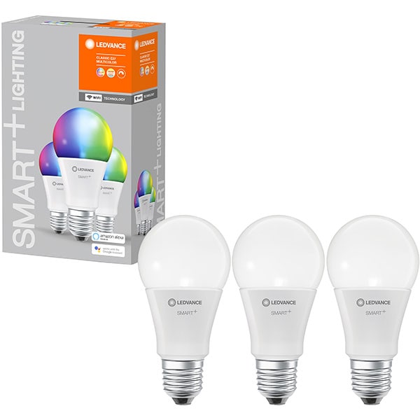Set 3 becuri LED Smart LEDVANCE Classic 60, E27, 9W, 806lm, Wi-Fi, RGB