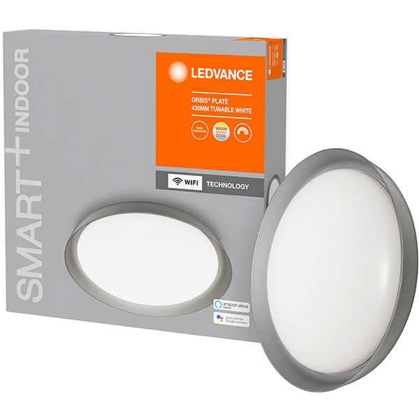 Plafoniera LED LEDVANCE ORBIS Plate 430 GR, 24W, 2500lm, Wi-Fi, lumina variabila, gri inchis
