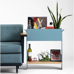 Unitate depozitare cu suport ghiveci flori SPIN Fliss, 68 x 25 x 71 cm, albastru