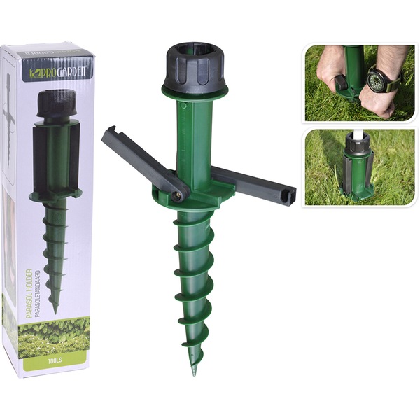 Suport umbrela PROGARDEN, polipropilena, 10 x 44 cm, verde
