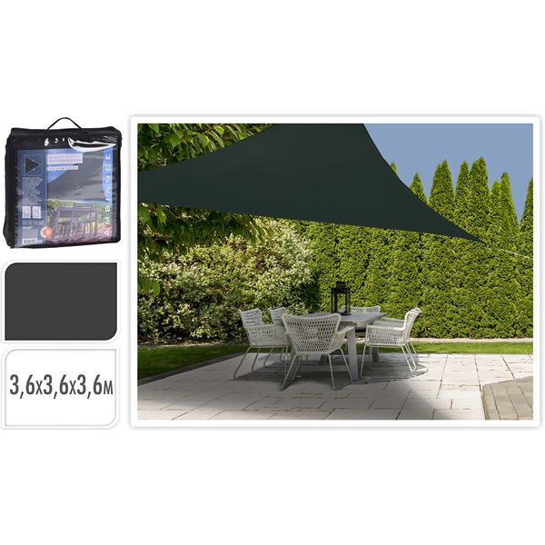 Copertina terasa AMBIANCE Triangle M, poliester, 360 x 360 cm, gri inchis