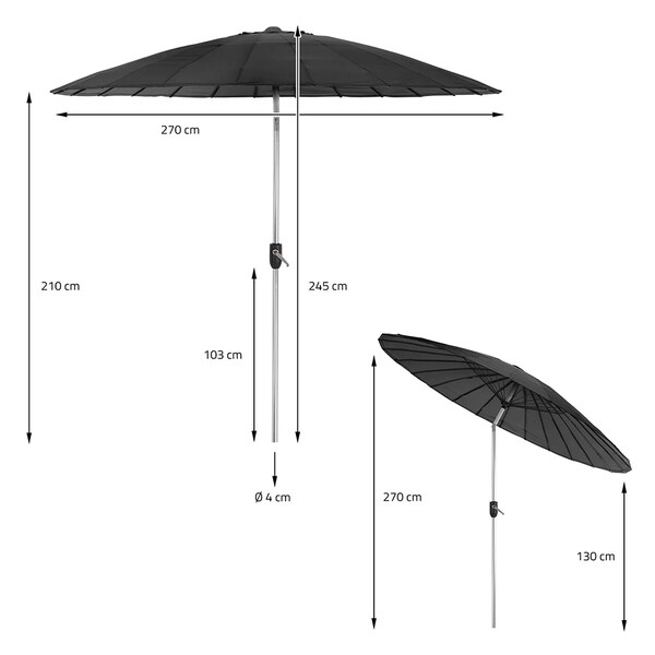 Umbrela terasa AMBIANCE Shanghai, metal, 270 x 245 cm, gri inchis