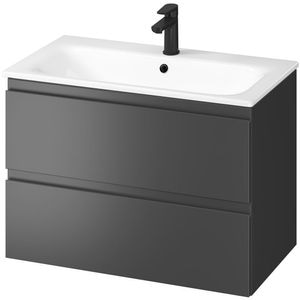Set masca si lavoar Cersanit Moduo, 79.5 x 44.7 x 62 cm, antracit