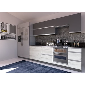 Mobila bucatarie Madera, gri grafit-alb, 240 x 45 x 210 cm