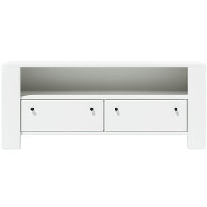 Comoda TV Belford, frasin alb, 120.5 x 50 x 42.5 cm