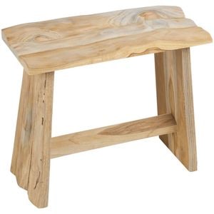Taburet J11151490, lemn de tec, 40 x 20 x 35 cm, bej