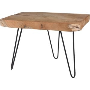 Masuta cafea J11301270, bej-negru, lemn de tec, 50 x 40 x 37 cm