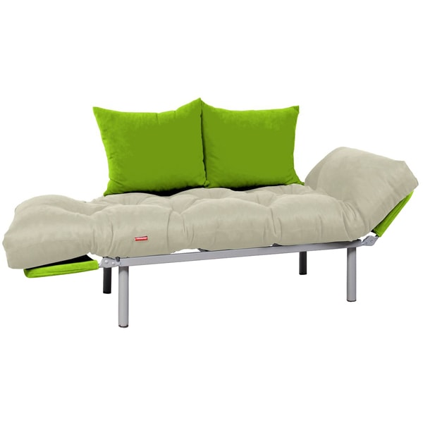 Canapea extensibila Kombin, 2 locuri, 140 x 70 x 60 cm, crem-verde