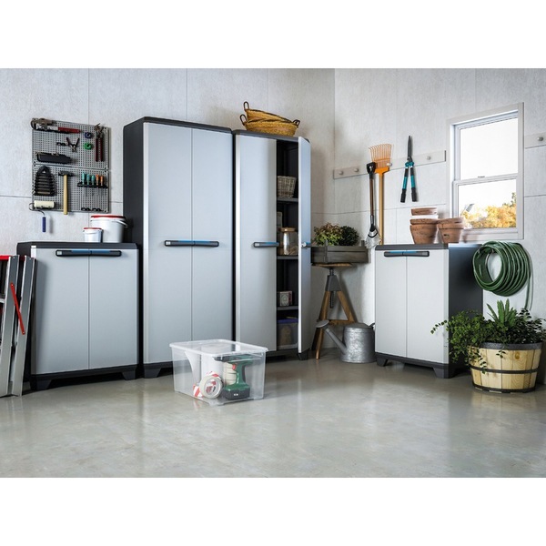 Dulap depozitare gradina KETER High Linear, compozit plastic, 68 x 39 x 90 cm, gri antracit