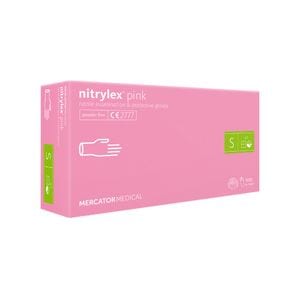 Manusi de unica folosinta MERCATOR Nitrylex Pink, nitril, marimea S, 100 buc 