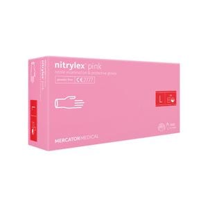 Manusi de unica folosinta MERCATOR Nitrylex Pink, nitril, marimea L, 100 buc 