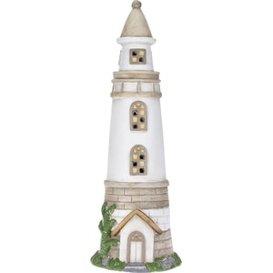 Decoratiune gradina Far, incarcare solara, 25 x 21 x 71 cm, gri