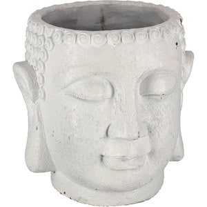 Ghiveci flori DECOR Buddha, compozit, 23 x 23 x 22.5 cm, alb