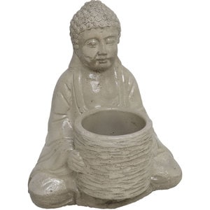 Ghiveci flori DECOR Buddha, compozit, 15 x 18 x 21 cm, gri