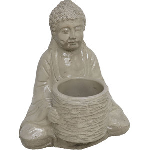 Ghiveci flori DECOR Buddha, compozit, 20 x 24 x 29 cm, gri