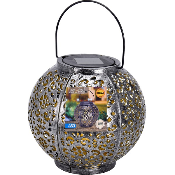 Decoratiune gradina Ball, incarcare solara, 18 x 18 x 17 cm, gri