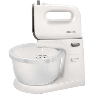 Mixer cu bol PHILIPS Viva Collection HR3745/00, 3l, 450W, 5 trepte viteza, alb-gri