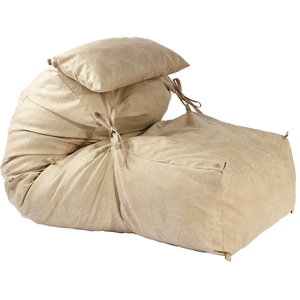 Fotoliu puf Yoga XL + perna decorativa, stofa, bej