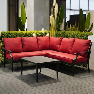Set mobilier gradina MAISON MEX Braxton, 4 piese, negru-rosu