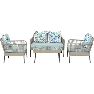 Set mobilier gradina MAISON MEX Perch, 4 piese, gri-albastru