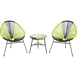 Set mobilier gradina MAISON MEX Corfu, 3 piese, verde-negru