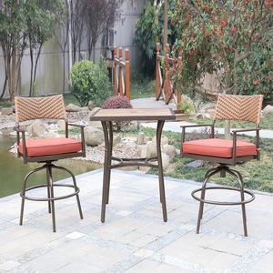 Set mobilier gradina MAISON MEX Briaca, 3 piese, maro-rosu