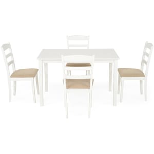 Set masa si scaune Larson, alb, 120 x 75 x 75 cm, 5 bucati