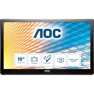Monitor portabil LED AOC  E1659FWU, 15.6", HD, 60Hz, negru