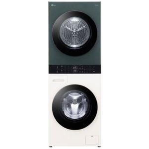 Masina de spalat rufe frontala cu uscator LG WashTower WT1210EGF, Steam, 12/10 kg, 1400 rpm, Clasa A/A+++, Wi-Fi, bej-verde