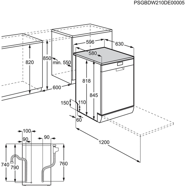 Masina de spalat vase independenta AEG FFB53937ZM, 14 seturi, 8 programe, 60 cm, Clasa D, inox