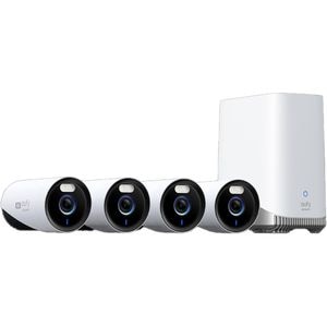 Kit supraveghere video eufyCam E330 Pro, 4 camere, 4K Ultra HD, Wi-Fi, Waterproof, 16 canale, alb