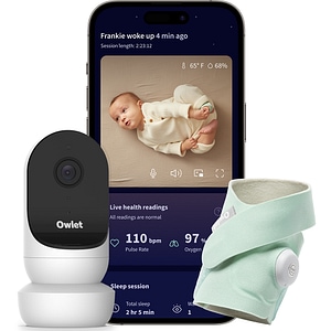 Set OWLET monitor video+ soseta inteligenta Dream Sock PSRHNNMIM, verde deschis-alb