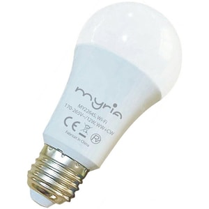 Bec LED Smart MYRIA MY2264S, E27, 12W, 1100lm, Bluetooth, Dimabil, Wi-Fi, lumina variabila, compatibil Alexa, Google Assistant