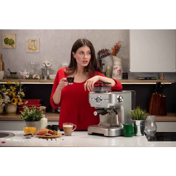 Espressor semi-automat MYRIA MY4446, 2.7l, 1620W, 20 bar, argintiu-negru