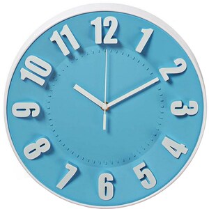 Ceas de perete NEDIS  CLWA012PC30BU, 12 cifre, diametru 30 cm, albastru