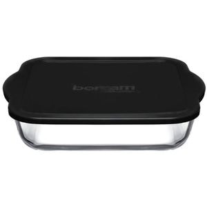 Vas rectangular termorezistent cu capac PASABAHCE Borcam, 1.08l, sticla, negru