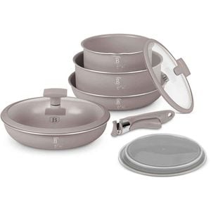 Set vase de gatit BERLINGER HAUS Taupe Collection BH 8255, 9 piese, 1-2.2l, 20-24 cm, aluminiu, gri