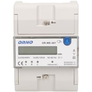 Contor trifazat ORNO OR-WE-507, 120A, 230V, IP20, alb