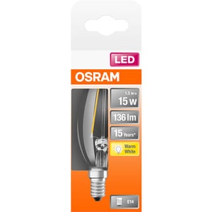 Bec LED OSRAM 4058075436701, E14, 1.5W, 136lm, lumina calda 