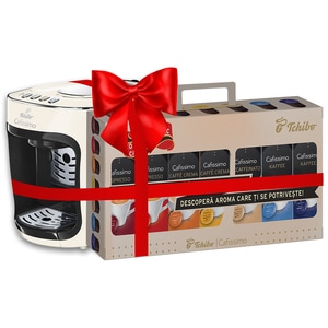 Pachet espressor capsule TCHIBO Cafissimo Mini + 70 capsule PACHET70CAPS, 0.65l, 1500W, 15 bar, bej-negru