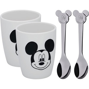 Set 2 pahare WMF Mickey Mouse, sticla + 2 linguri
