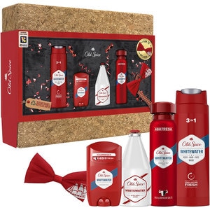Set ingrijire corp OLD SPICE Whitewater: Gel de dus 3 in 1, 250ml + Deodorant stick, 50ml + Deodorant spray, 150ml + Aftershave, 100ml + Papion